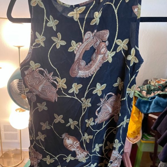 Vintage Authentic Escada Super Rare African Mask Tank Top Size 34 - Picture 4 of 4